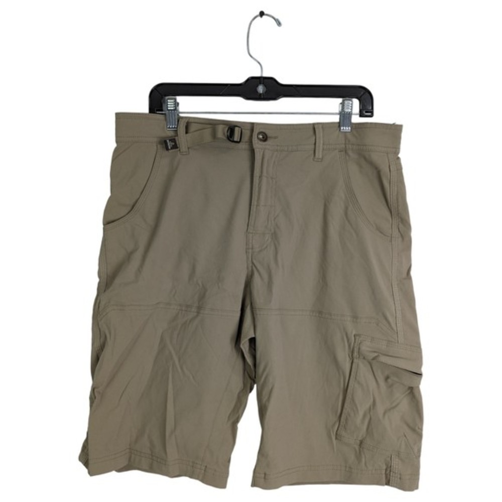 Prana  Shorts‎ Mens 34 X 12L  Khaki Stretch Hiking Cargo  Breathe Quick Dry Wick